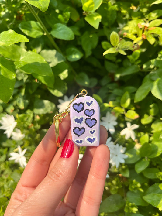 Purple hearts keychain